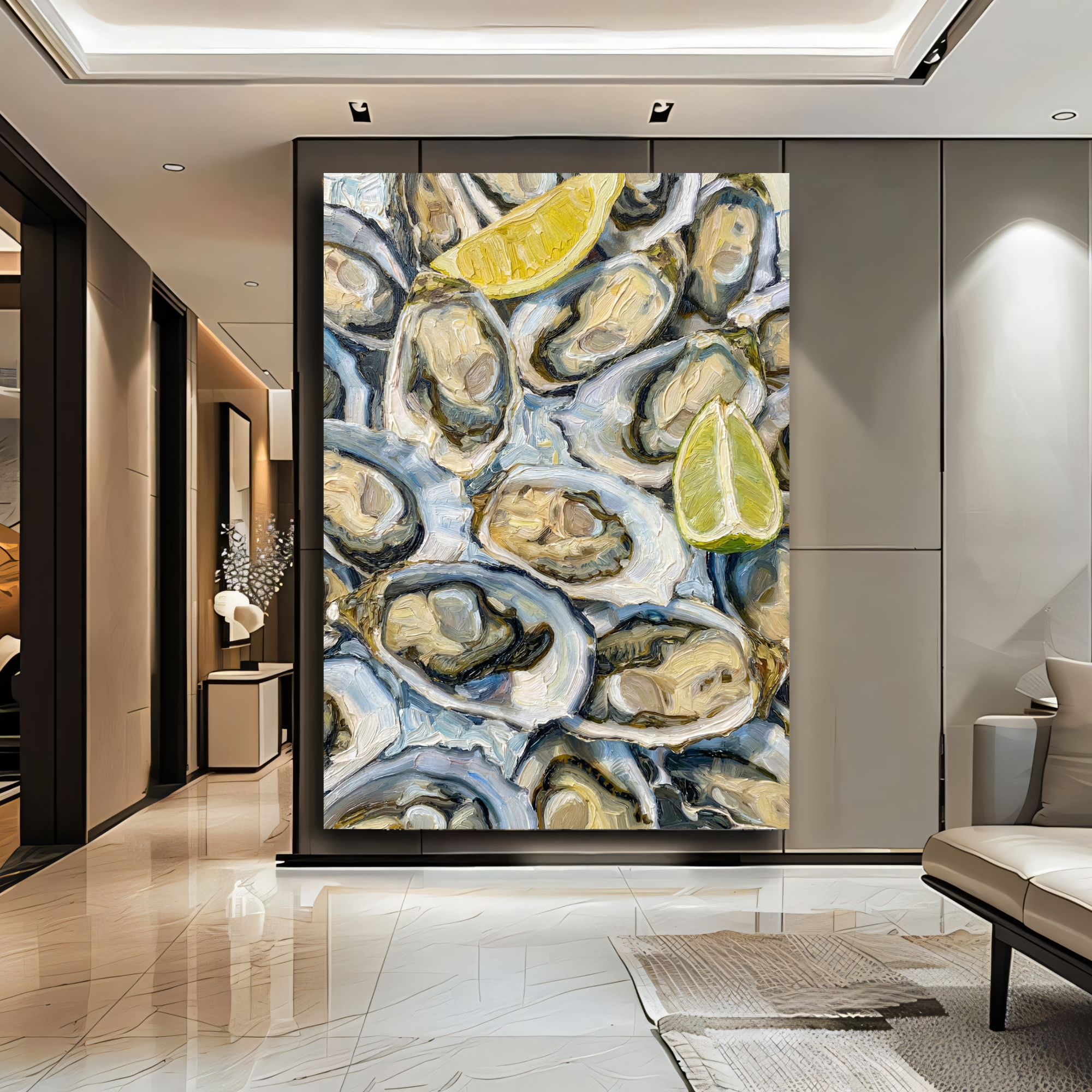 Oyster Wall Art Print Seafood Painting | Fresh Lemon | Kitchen Wall Decor AffinityArts