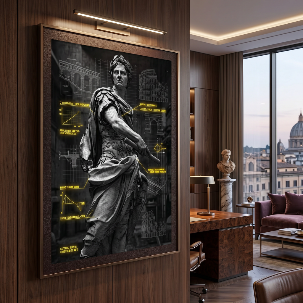 Blueprint Poster – Julius Caesar Roman Empire | Dark Academia Decor, Engineering Print