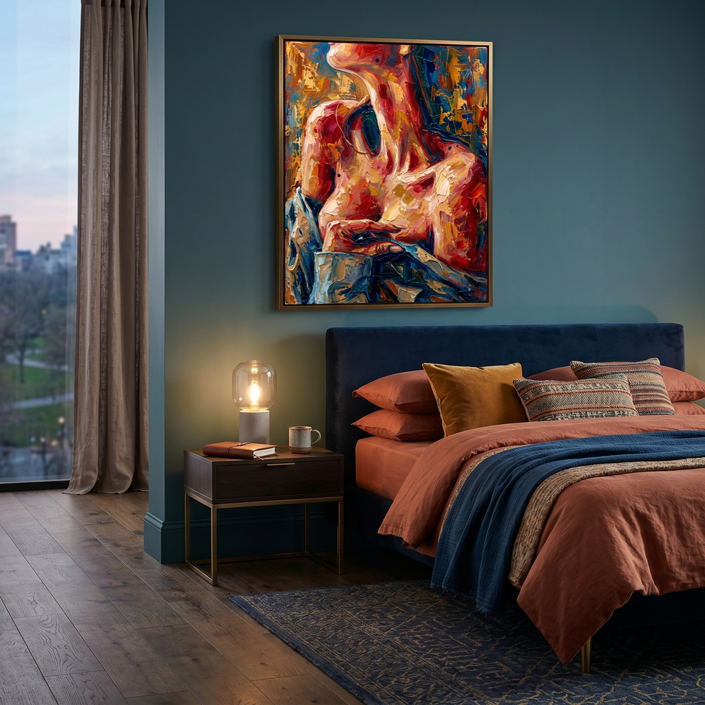 Three formats one image — abstract print, canvas painting or digital download, bold wall art your way
