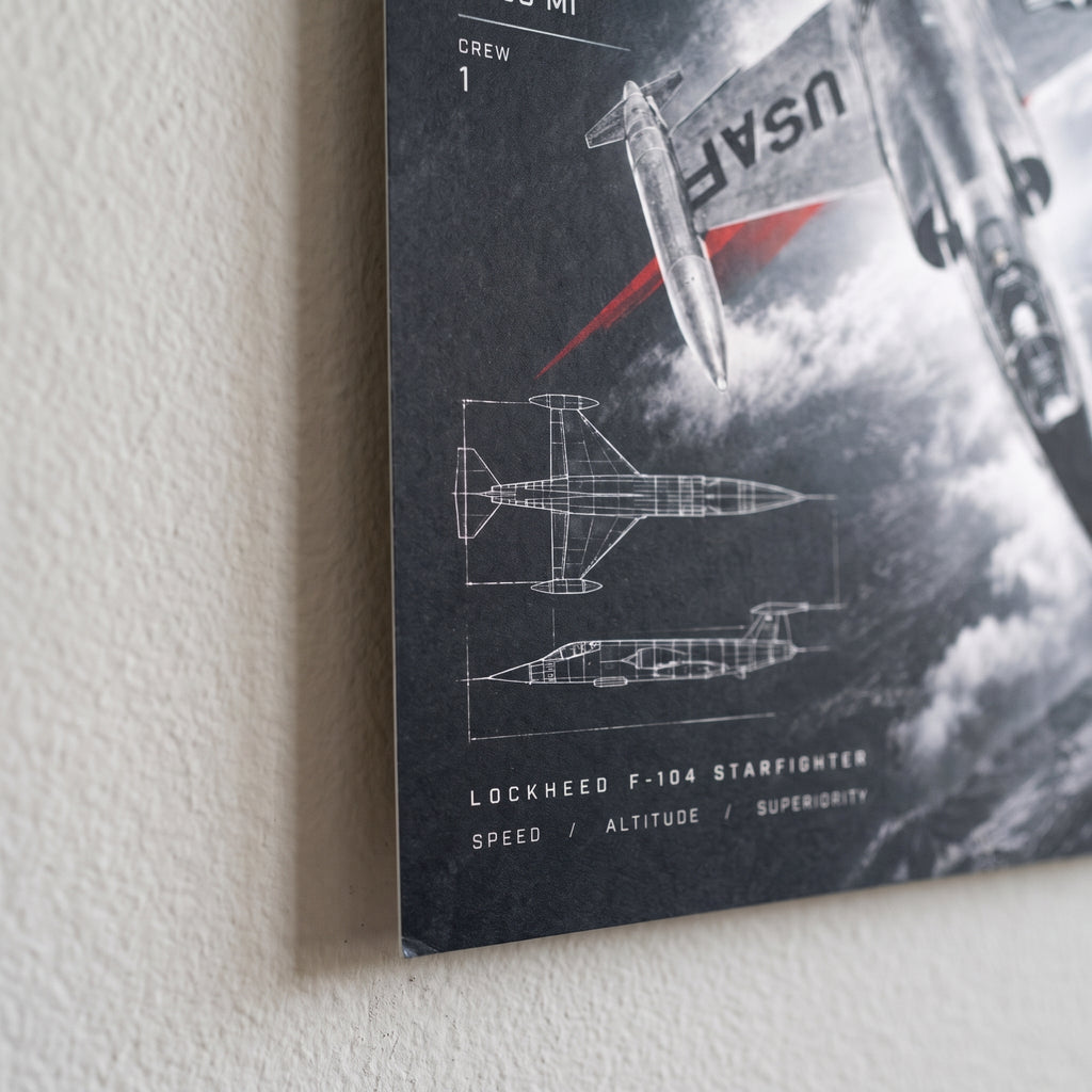 Large USAF roundel in the lower corner of the F-104 Starfighter aviation poster