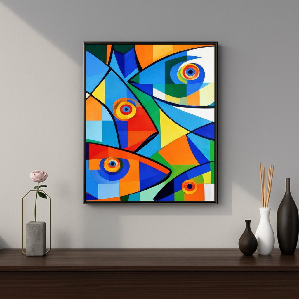 Cubist Fish Art Print, Colorful Geometric Ocean Poster or Canvas (Digital File Available) AffinityArts