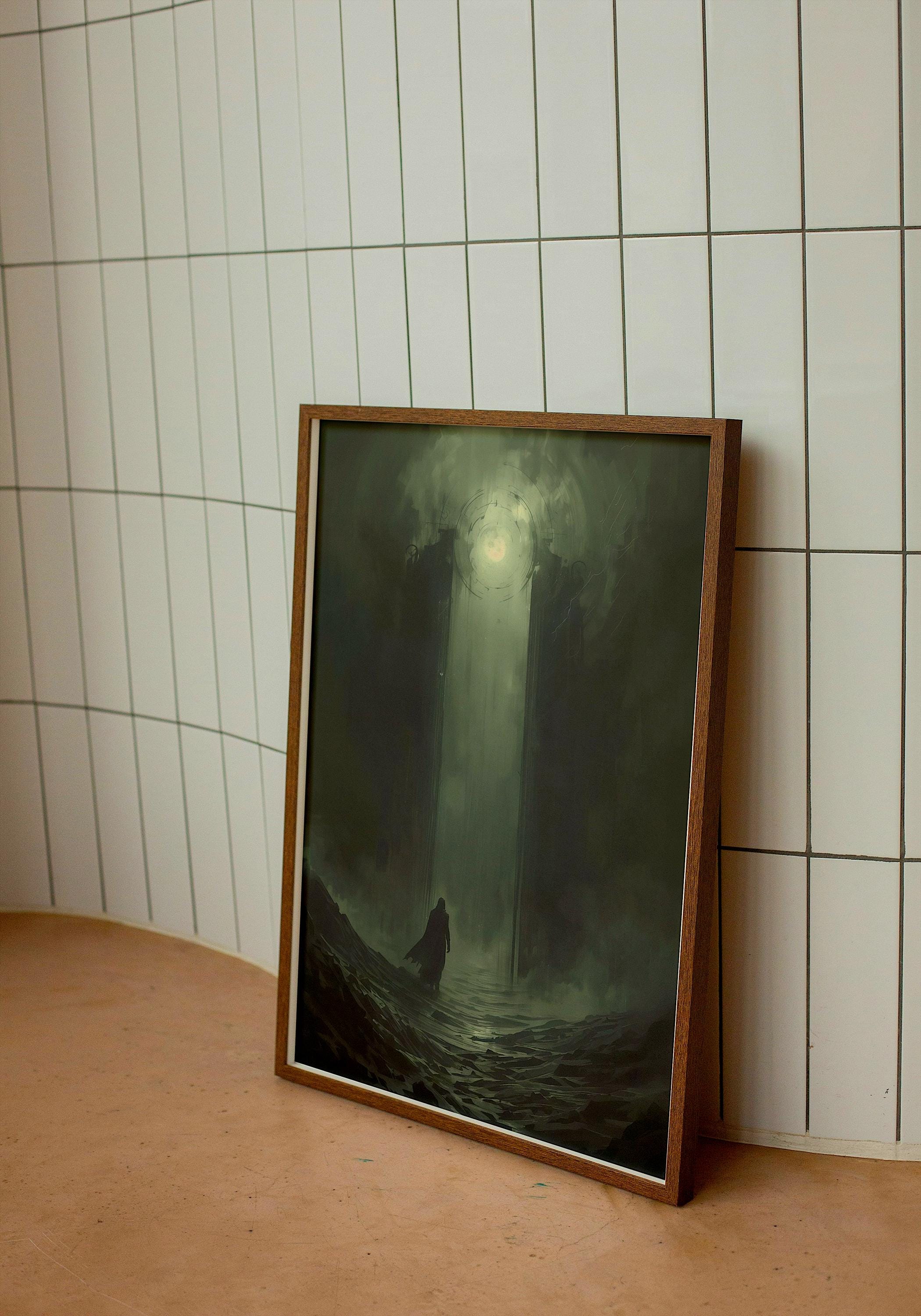 Dark Fantasy Art Print, Gates from Darkness to Light, Satin Paper