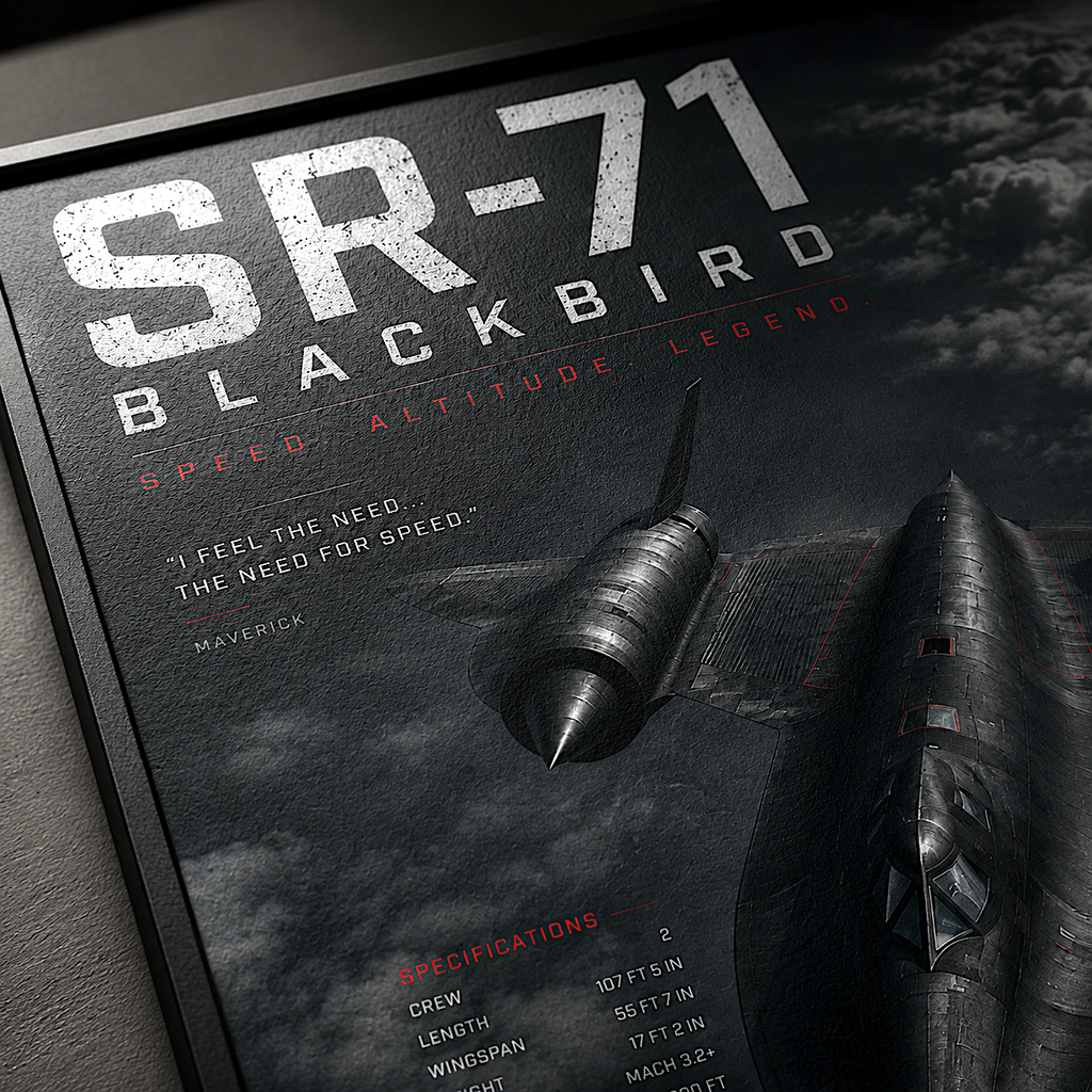Dark military jet cuts through storm clouds — sr-71 blackbird art print