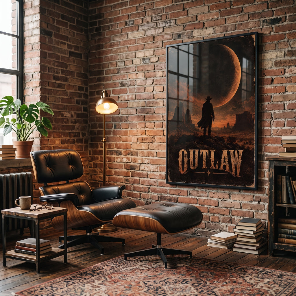 Premium matte paper poster of a Western outlaw, vertical 3:4 format