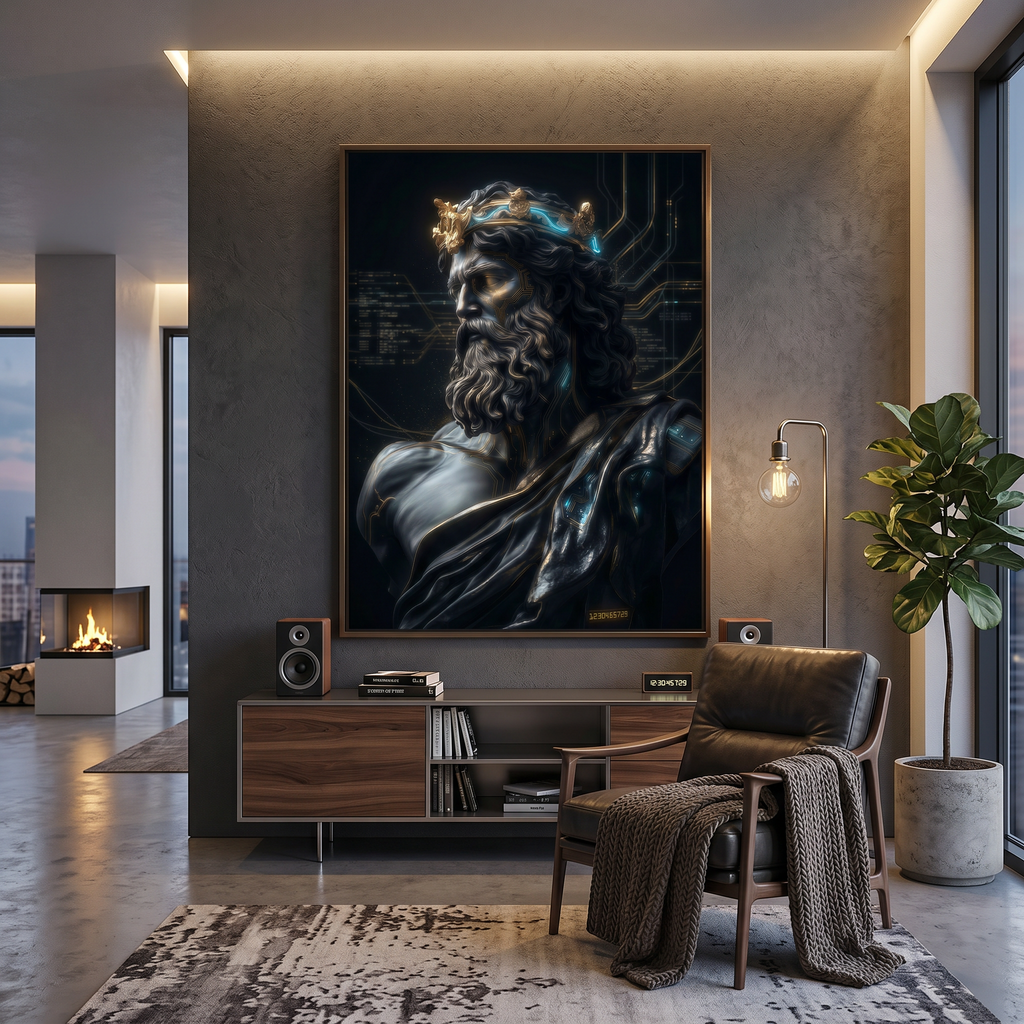 A room built around atmosphere. Greek mythology dark art print as the piece that makes everything else make sense