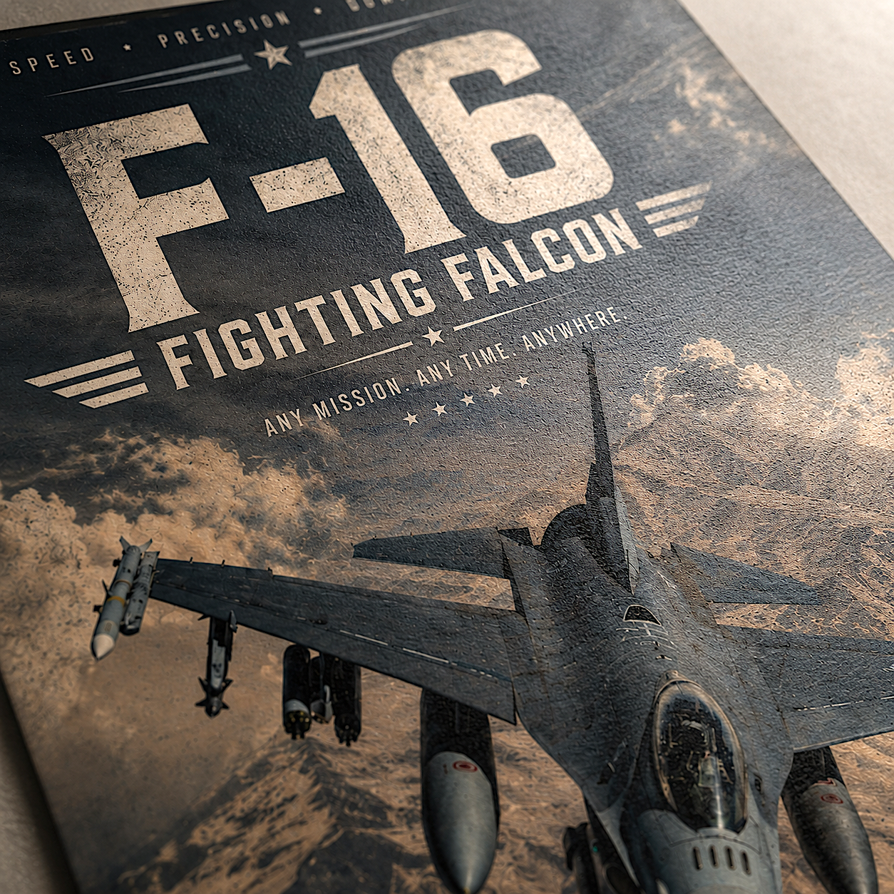 F-16 Fighter Jet Poster | Vintage Military Aviation Wall Art
