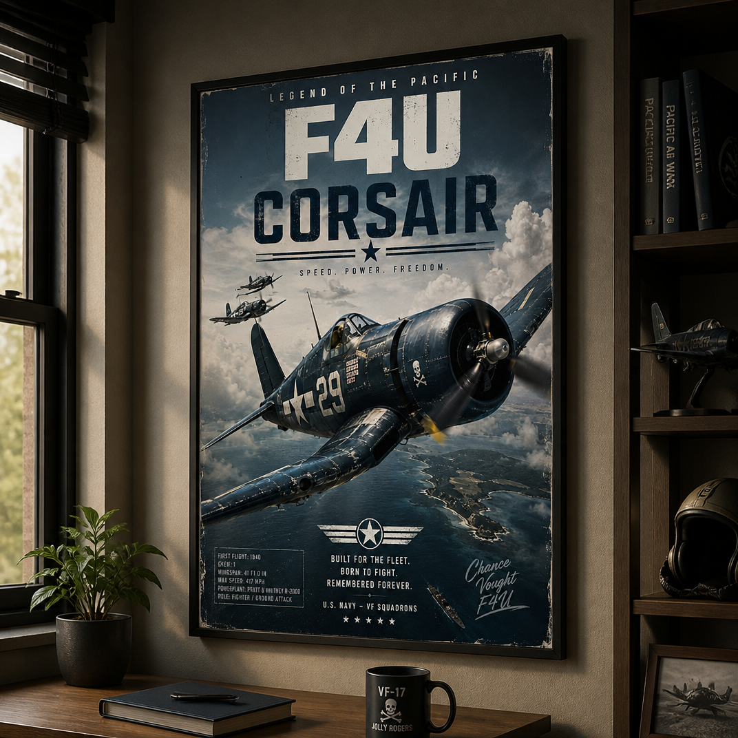 F4U Corsair art print — archival ink, 250gsm premium matte paper, gallery quality