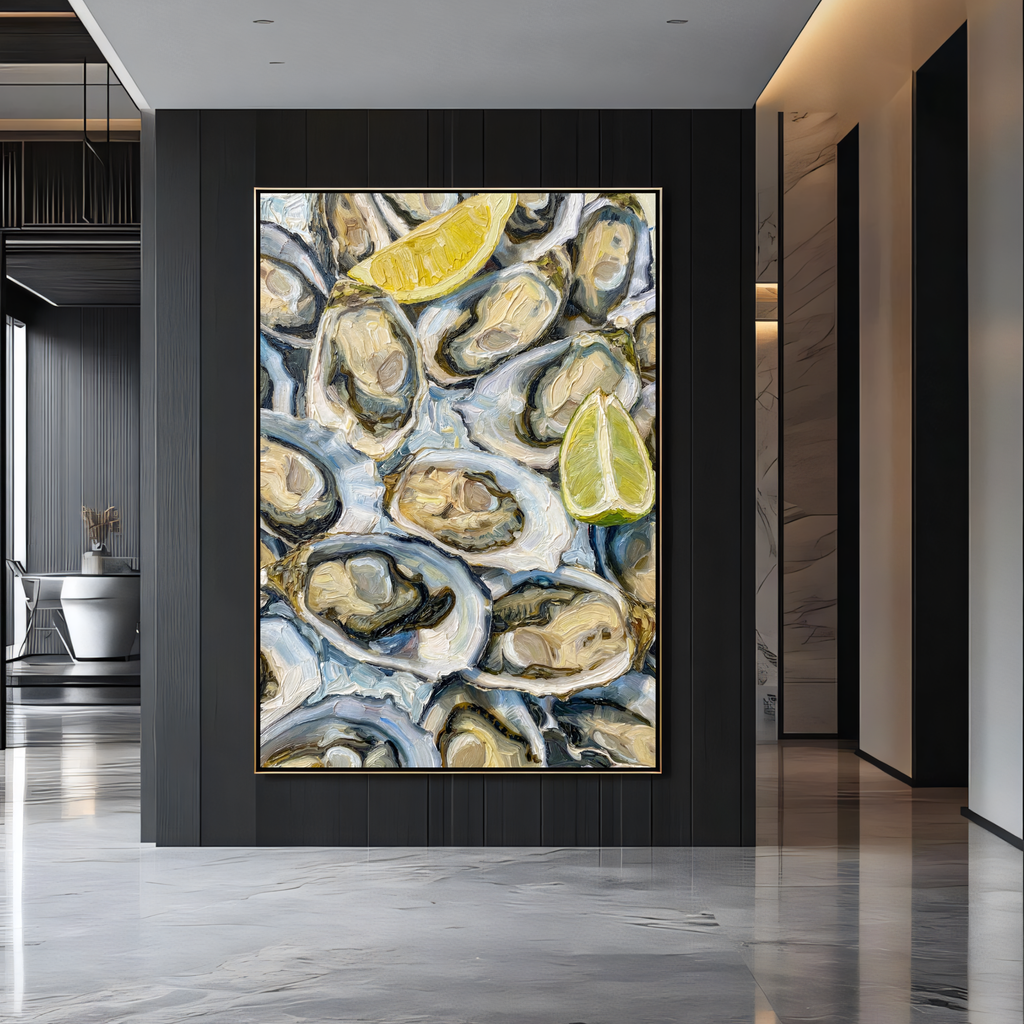Oyster Wall Art Print Seafood Painting | Fresh Lemon | Kitchen Wall Decor AffinityArts