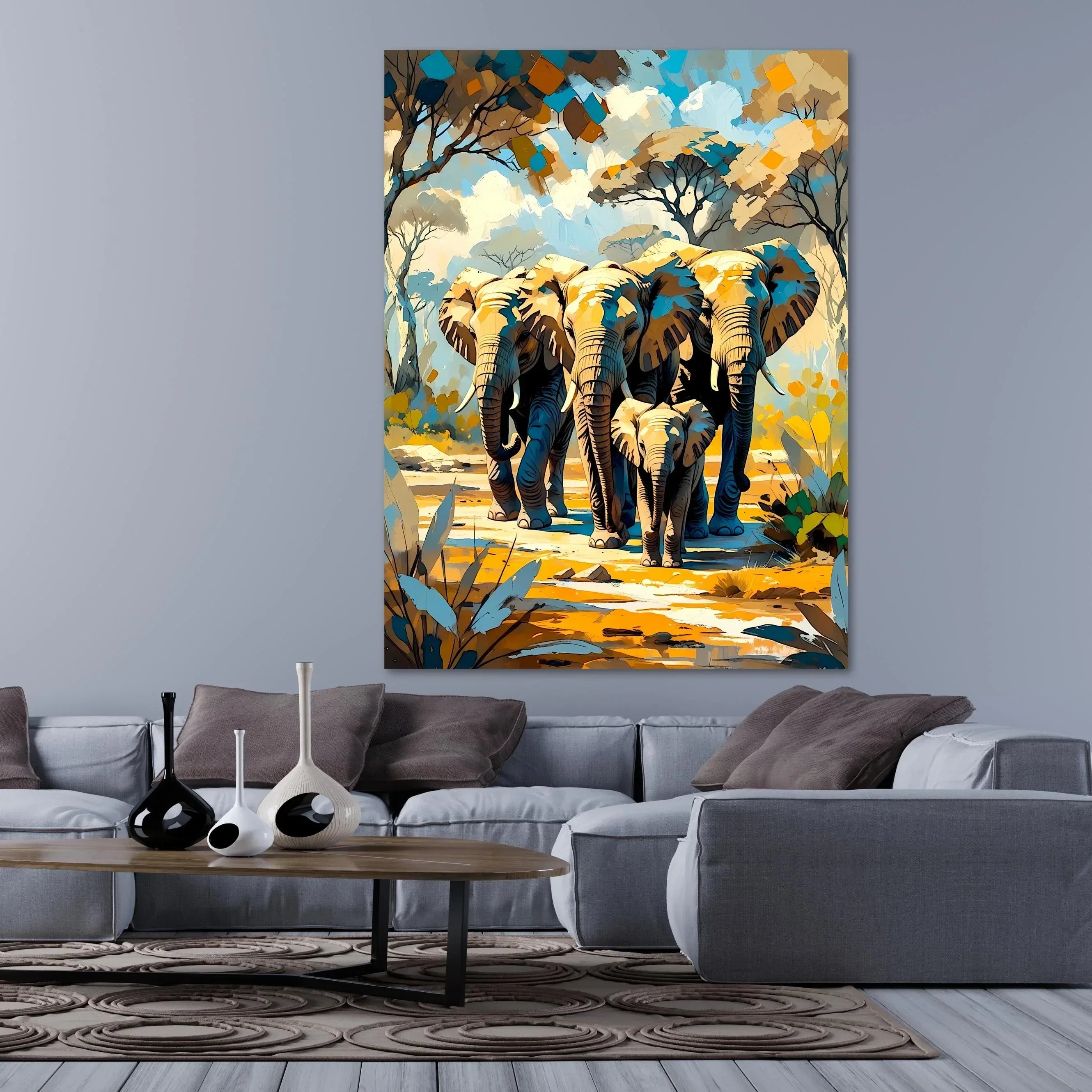 Elephant Family Canvas Print: African Safari Wall Art - AffinityArts 
