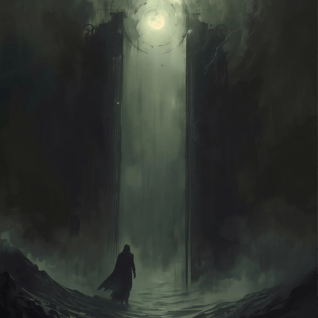 Dark Fantasy Art Print, Gates from Darkness to Light, Satin Paper - AffinityArts 