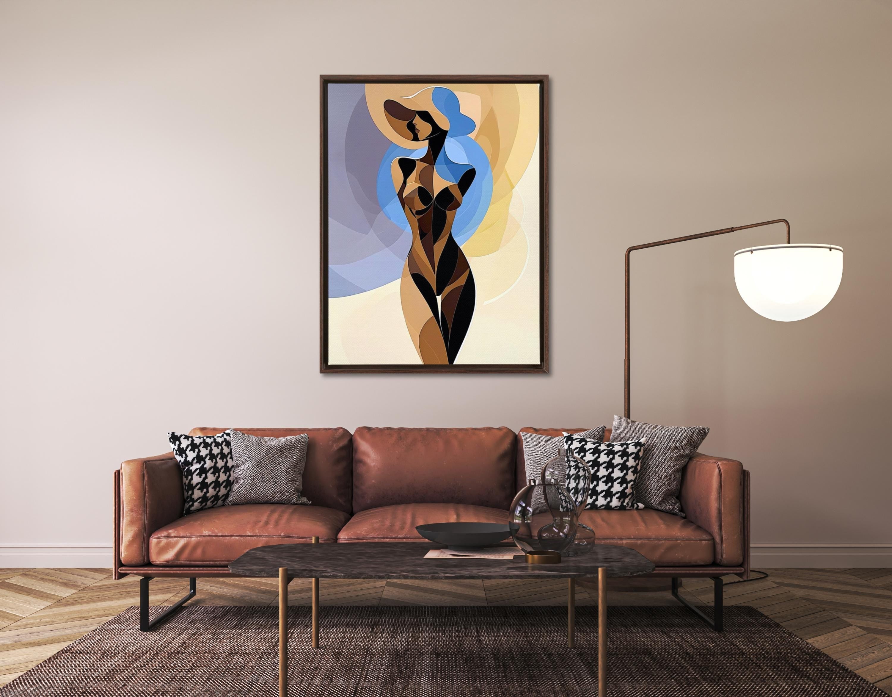 Abstract Woman Canvas Wall Art: Modern Minimalist Floating Frame AffinityArts