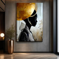 Golden Halo African Woman Portrait: Abstract Afrocentric Art - AffinityArts 