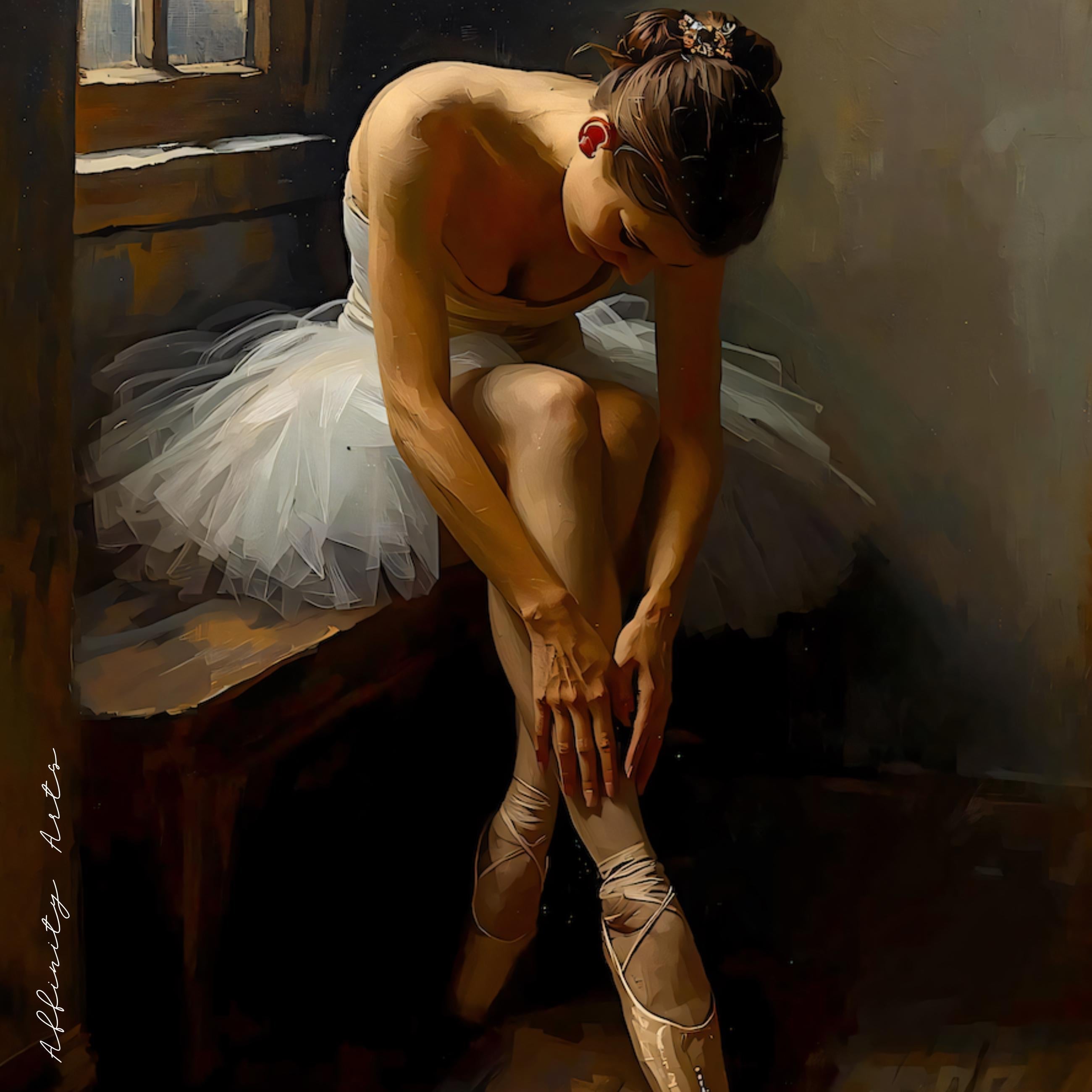 Ballerina Painting: Elegant Ballet Dancer Canvas Art or Satin Poster AffinityArts
