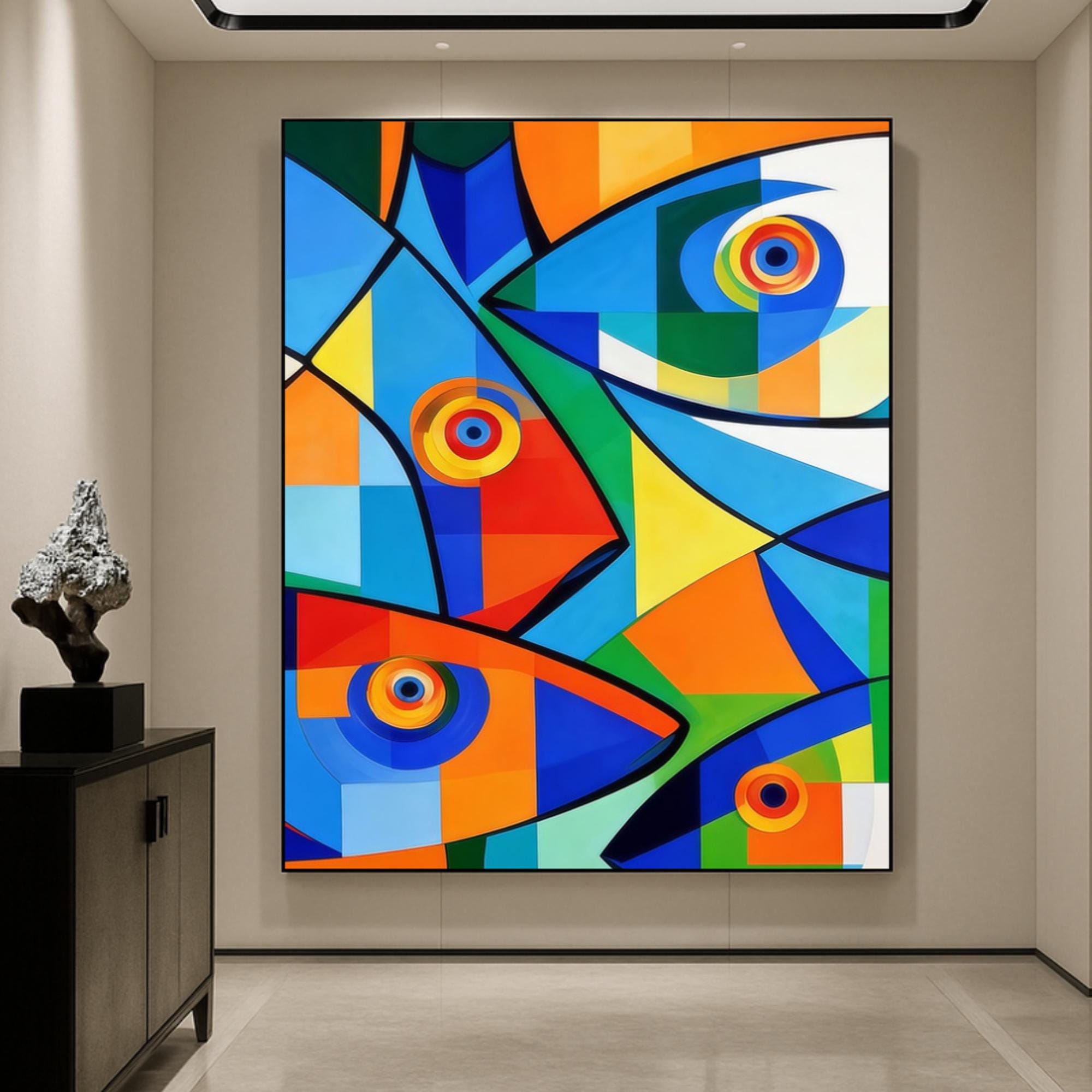 Cubist Fish Art Print, Colorful Geometric Ocean Poster or Canvas (Digital File Available) AffinityArts