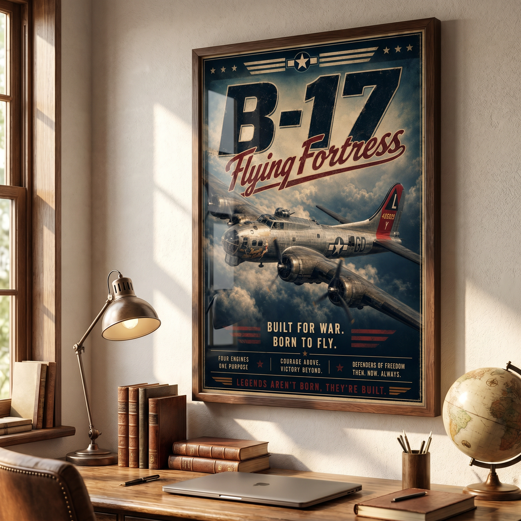 A tribute to courage in the skies – b17 bomber art for the history lover in your life.