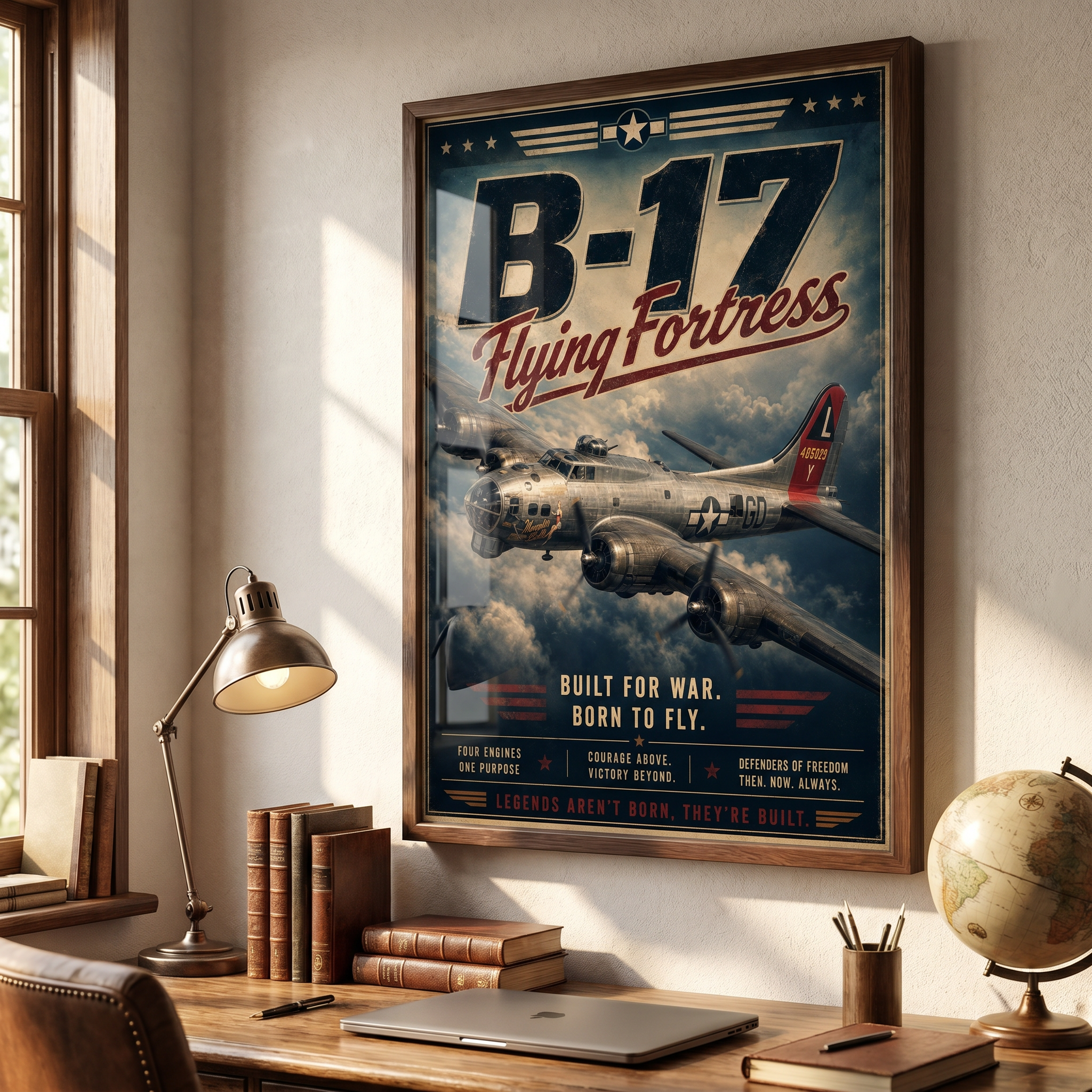 A tribute to courage in the skies – b17 bomber art for the history lover in your life.