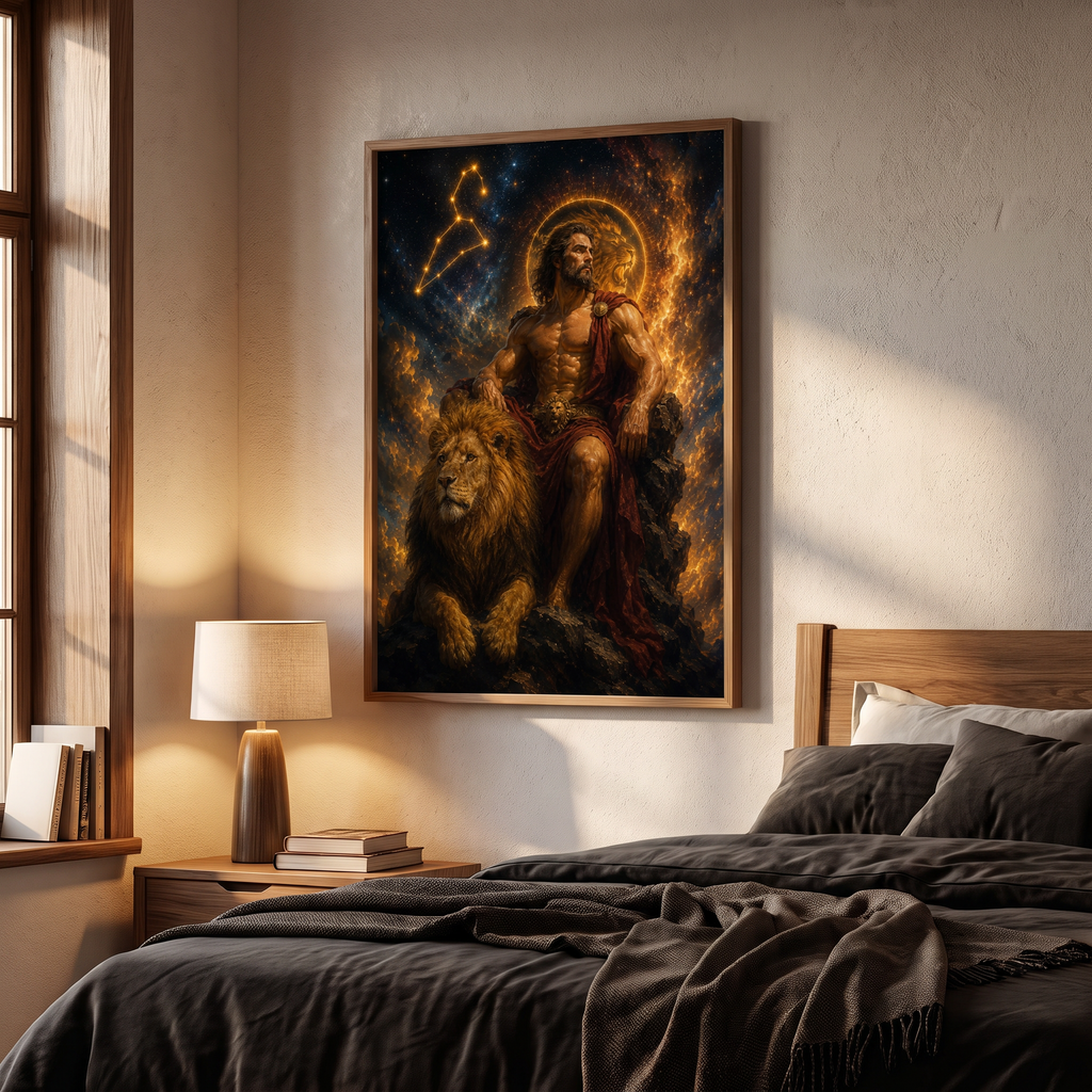 Astrology art print for Leo birthday gift — canvas or poster, multiple sizes available