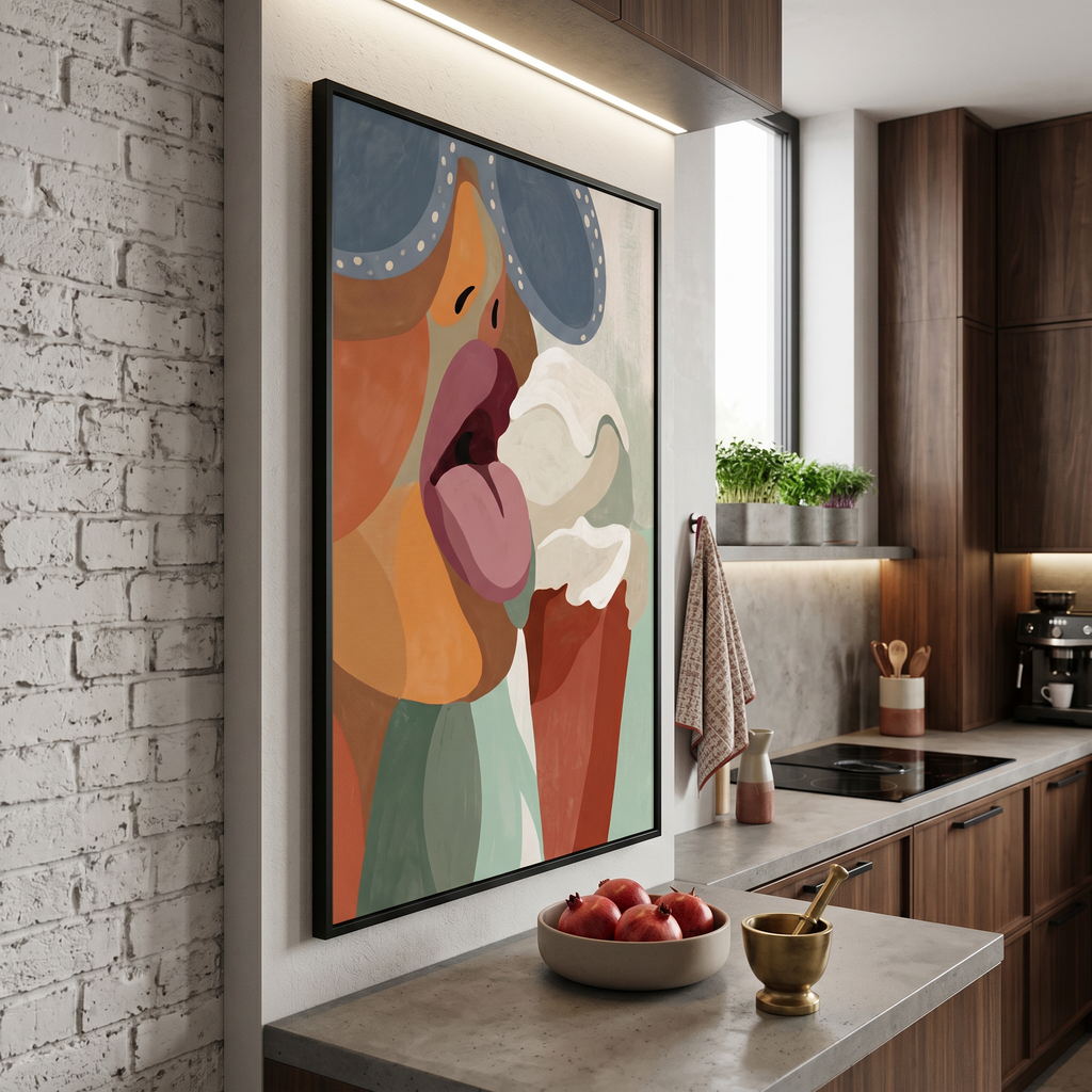 The exact moment nothing else matters — ice cream art print in dusty rose, cream and warm orange