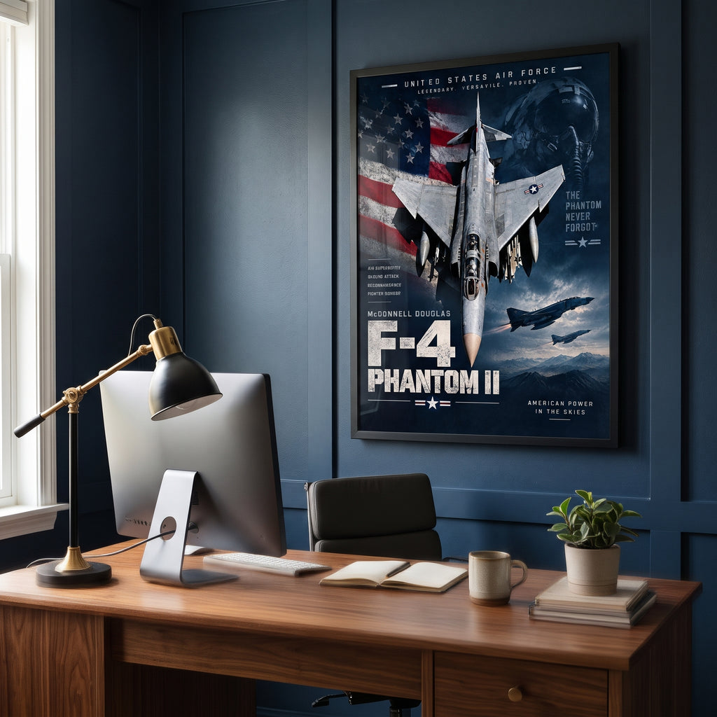 Pilot gift poster: an F-4 Phantom II print on thick premium matte paper