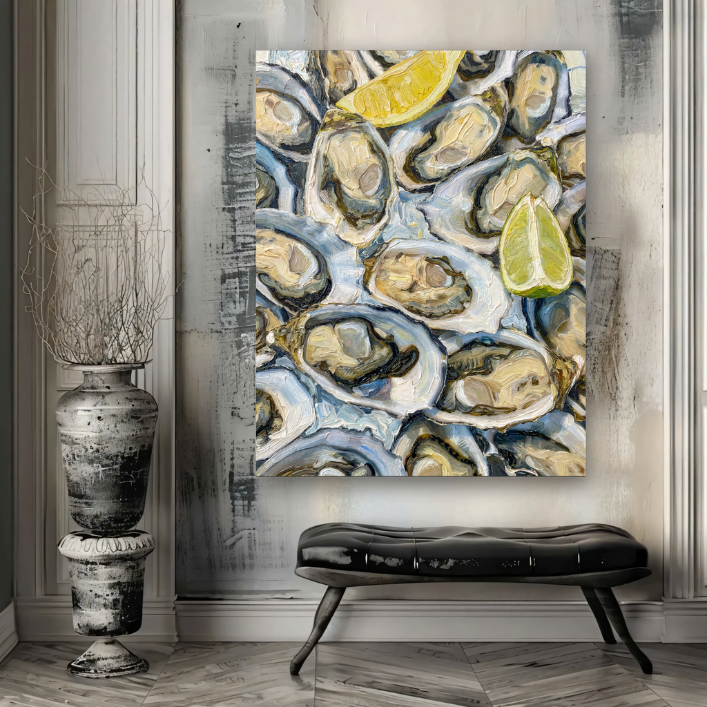 Oyster Wall Art Print Seafood Painting | Fresh Lemon | Kitchen Wall Decor AffinityArts