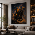 Sagittarius art capturing the archer centaur drawing a glowing bow against a burning cosmic sky