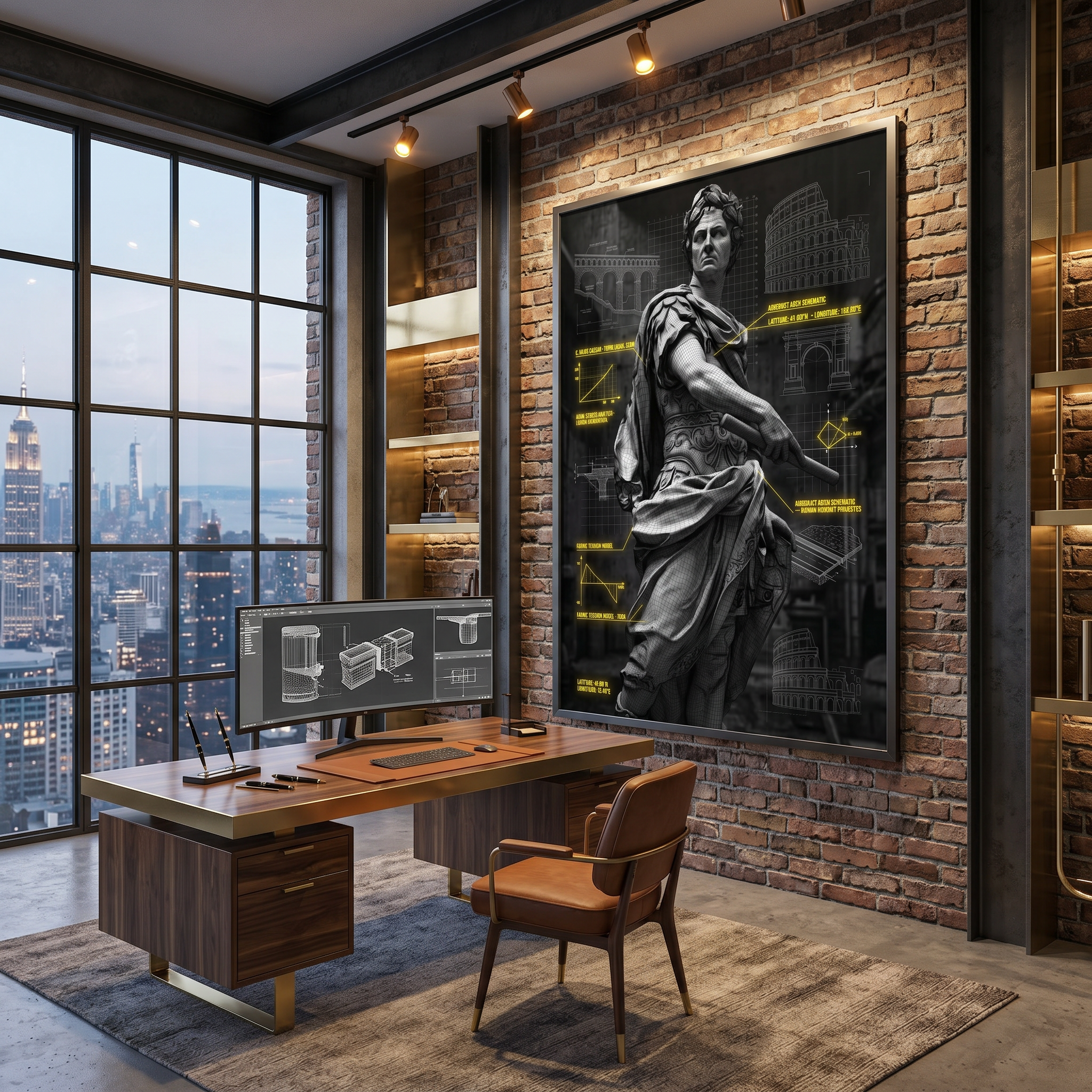 Blueprint Poster – Julius Caesar Roman Empire | Dark Academia Decor, Engineering Print