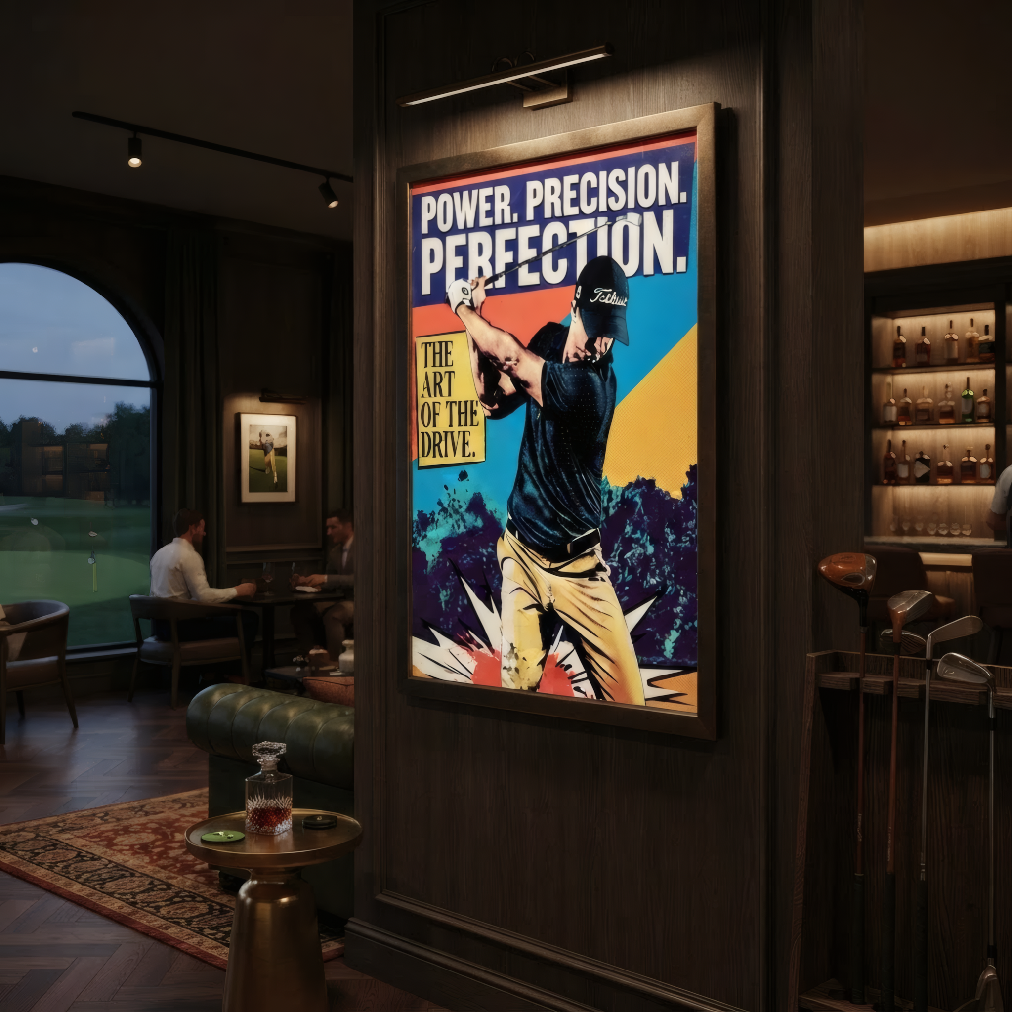 Golf art that captures the exact moment of the perfect swing — sports wall decor with real energy