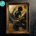 Black and Gold Abstract Woman Art Print, Modern Home Decor (Digital File Option) - AffinityArts 