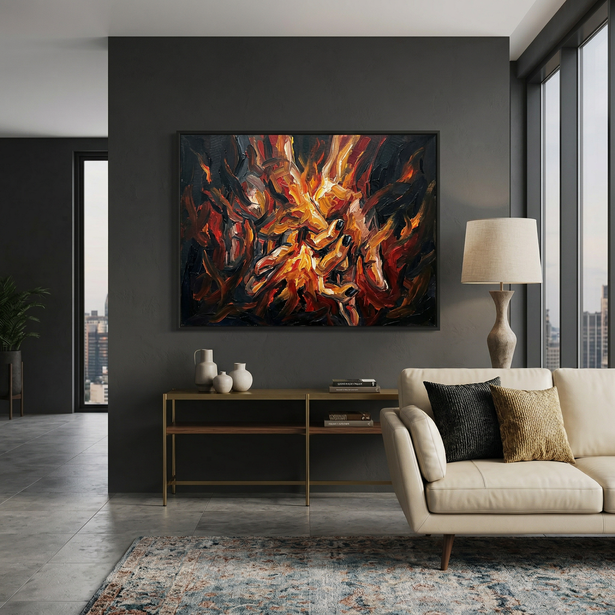 Hands Wall Art Canvas – Abstract Couple Hands, Romantic Bedroom Wall Decor, Love Connection Painting AffinityArts