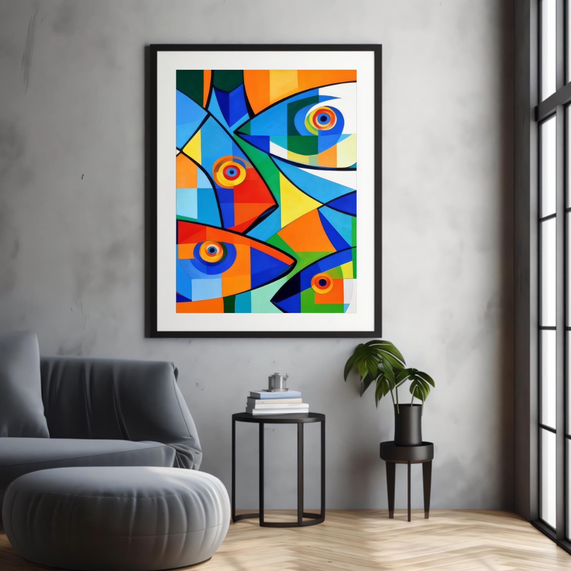 Cubist Fish Art Print, Colorful Geometric Ocean Poster or Canvas (Digital File Available) AffinityArts