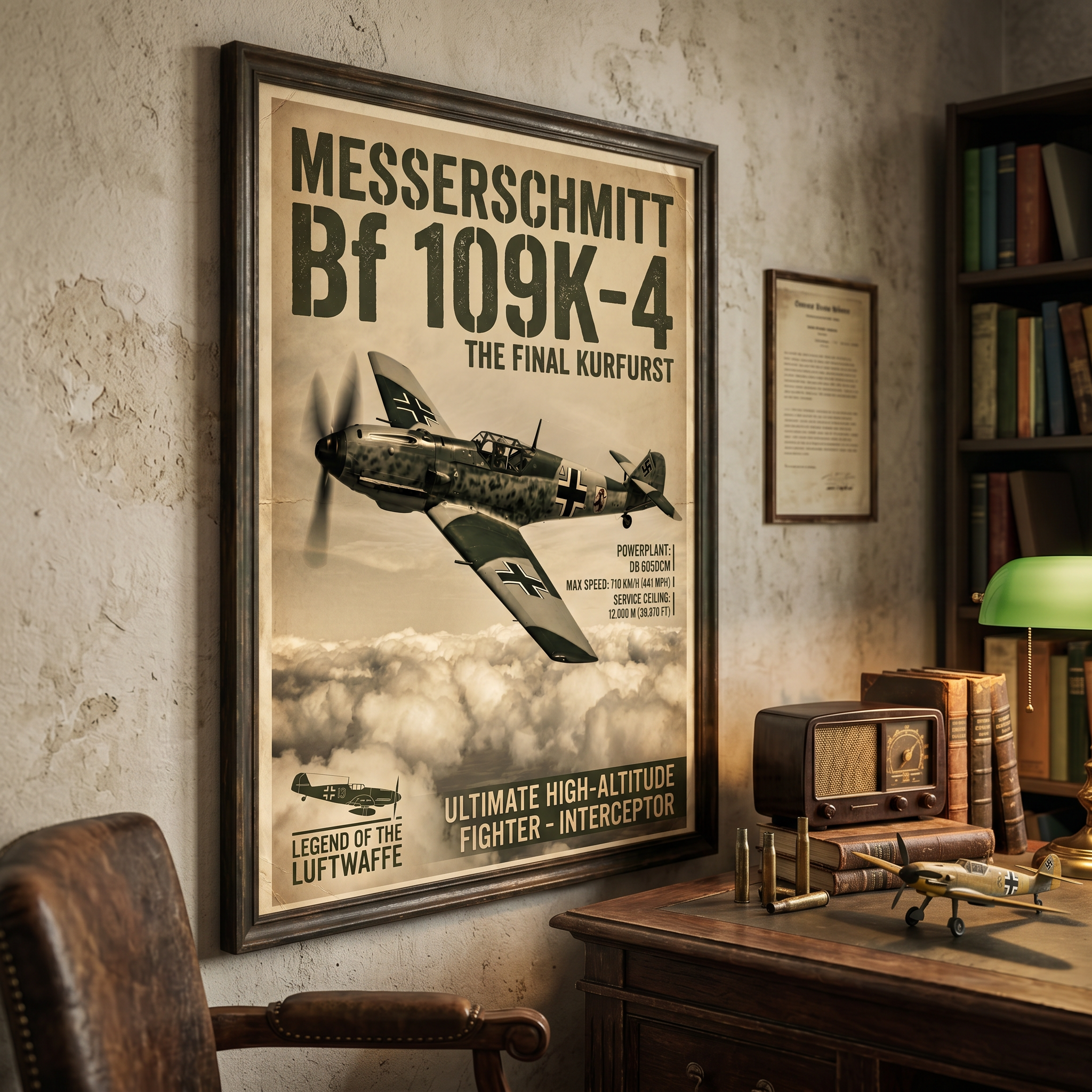 Messerschmitt Bf 109K-4 Poster — WWII Aviation Wall Art Print