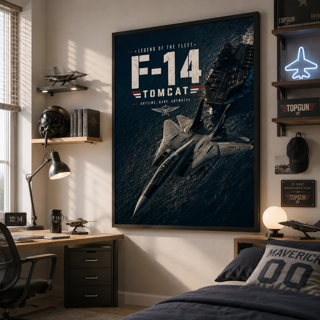 Fighter jet poster wall art — naval aviation art for modern living room