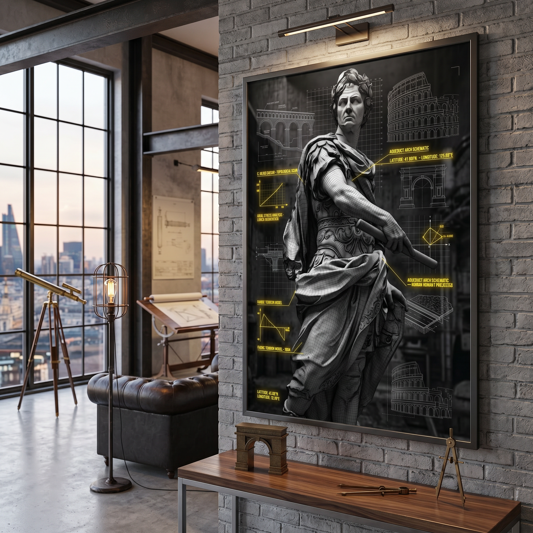Blueprint Poster – Julius Caesar Roman Empire | Dark Academia Decor, Engineering Print