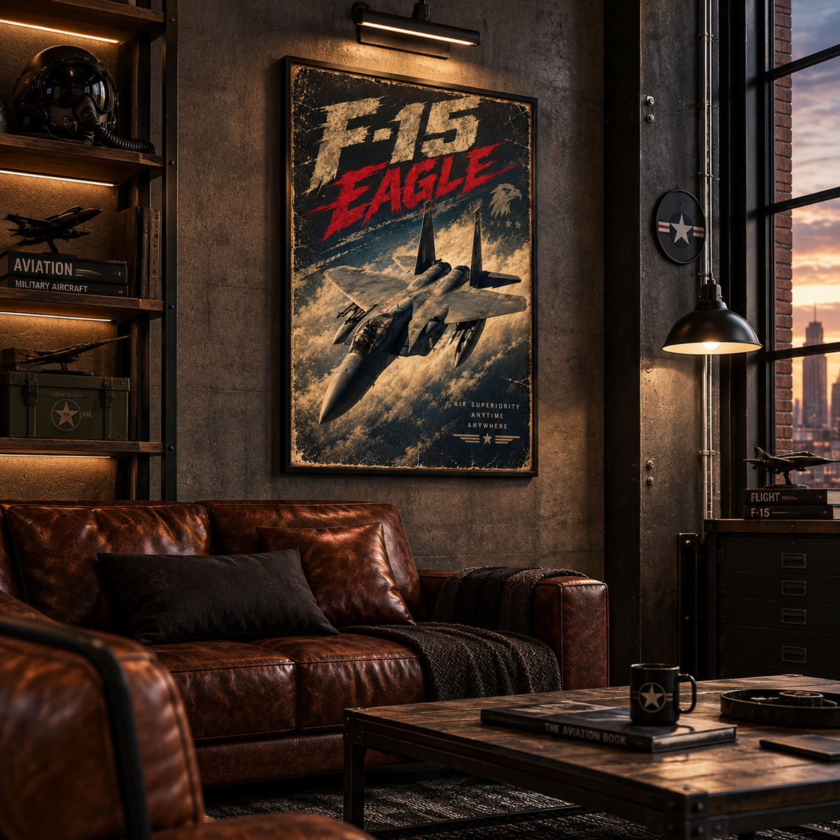 Fighter jet poster printed on thick premium matte paper, F-15 Eagle design, available in multiple sizes