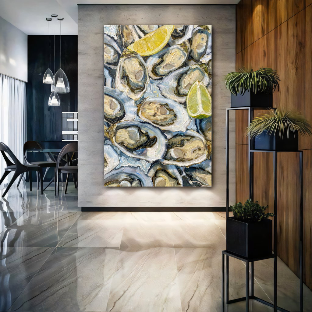 Oyster Wall Art Print Seafood Painting | Fresh Lemon | Kitchen Wall Decor AffinityArts