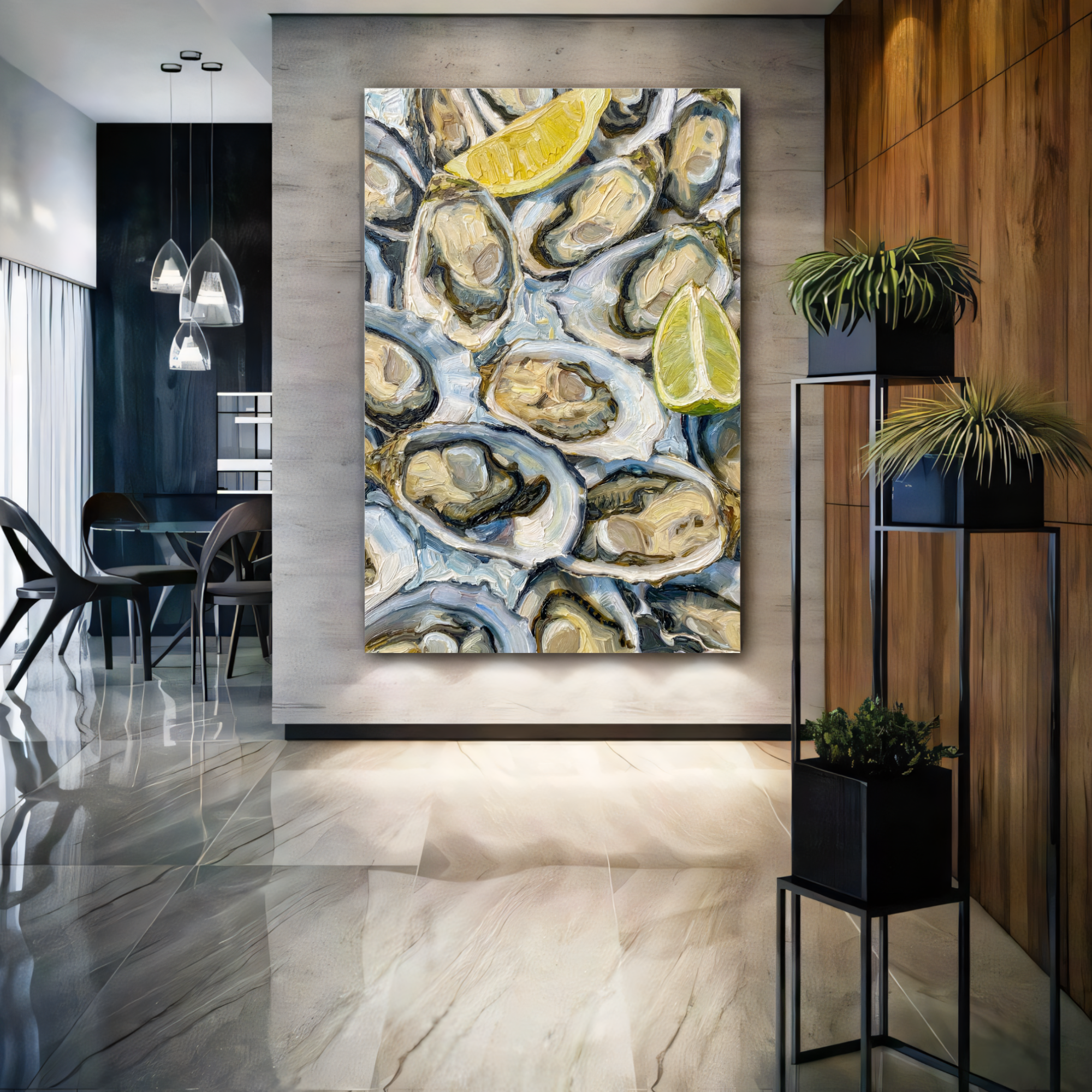 Oyster Wall Art Print Seafood Painting | Fresh Lemon | Kitchen Wall Decor AffinityArts