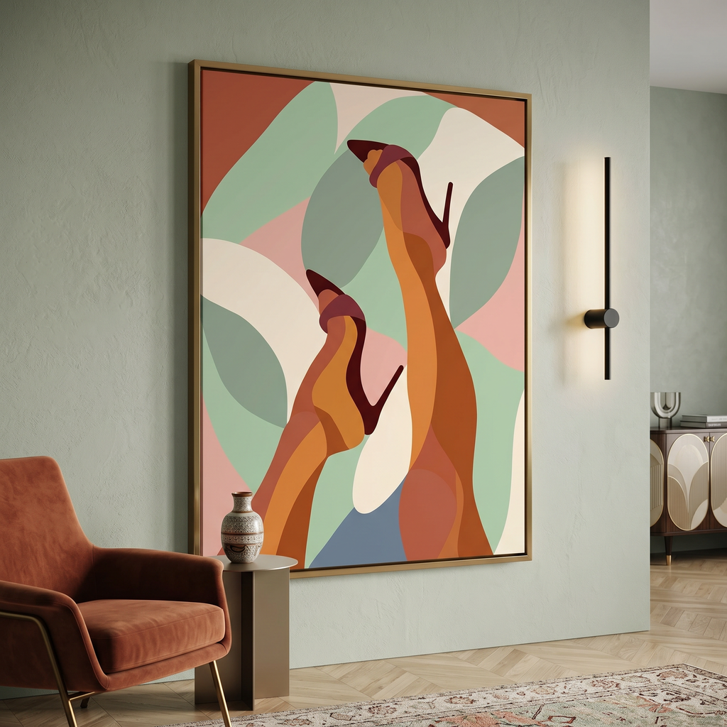 Bedroom Wall Decor – Heels Abstract Print, Feminist Art Poster | Boho Sage Green Terracotta