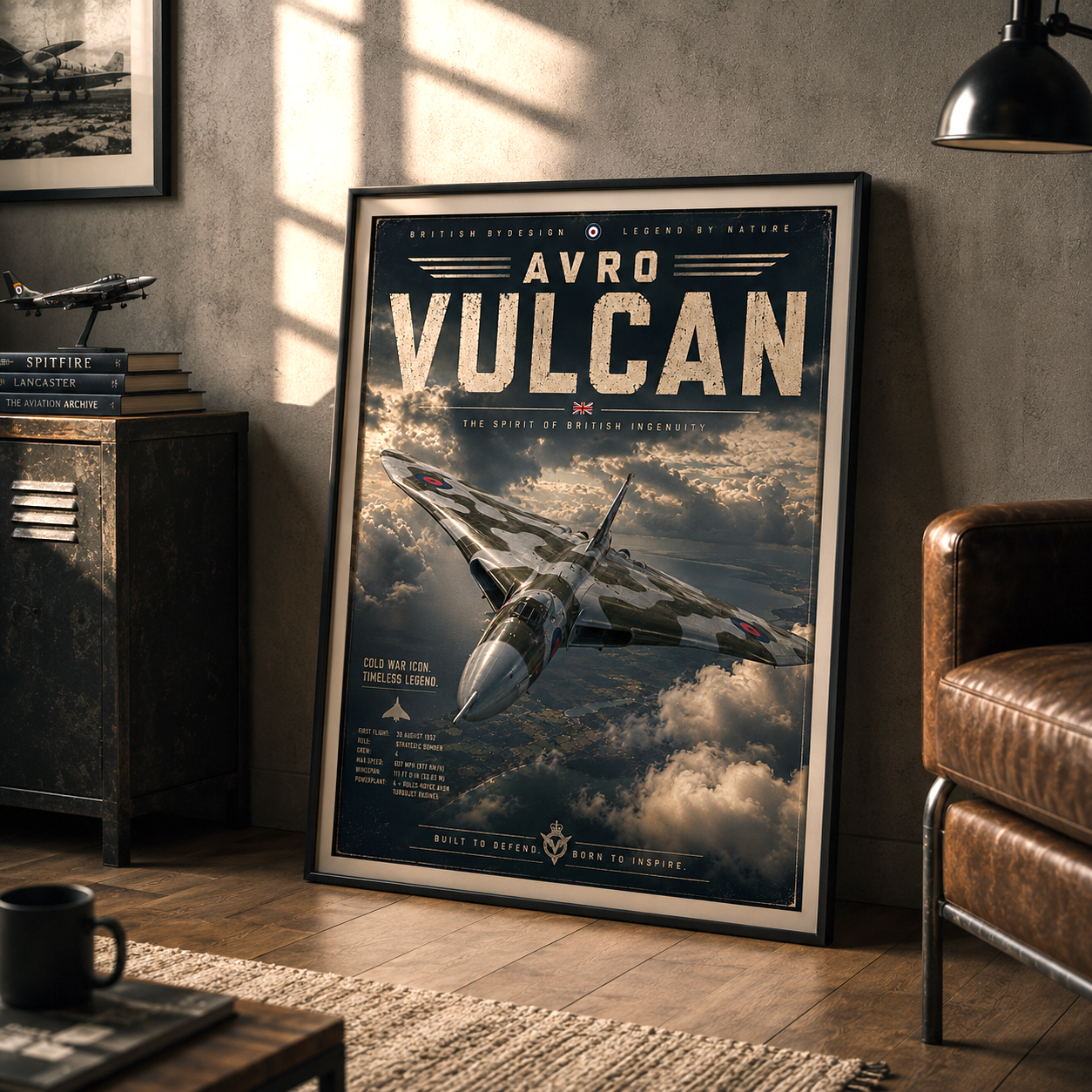 Avro Vulcan bomber poster bringing Cold War aviation history into a study wall