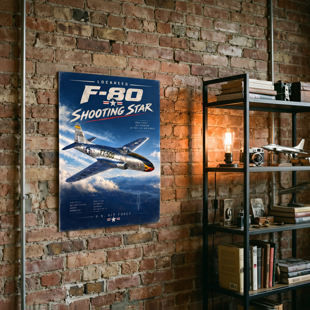 U.S. Air Force roundel and star emblem in red, white and navy blue on a jet age poster