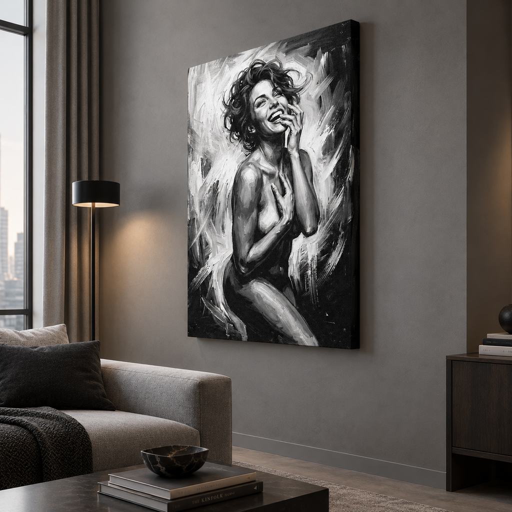 Nudist woman art canvas print, gallery-wrapped, ready to hang
