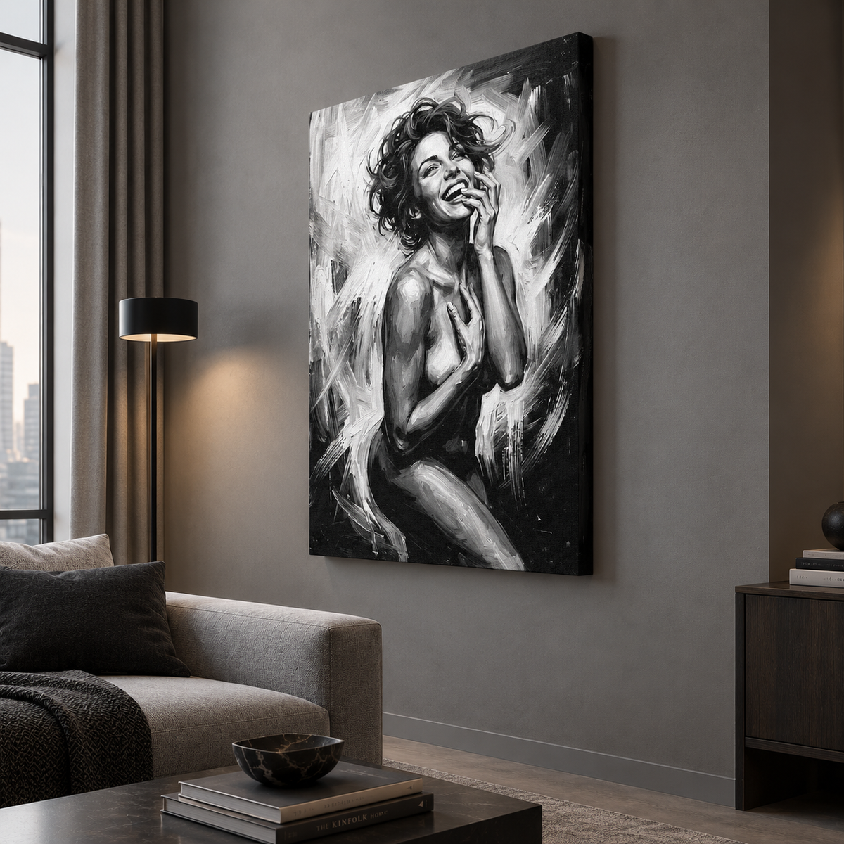 Nudist woman art canvas print, gallery-wrapped, ready to hang