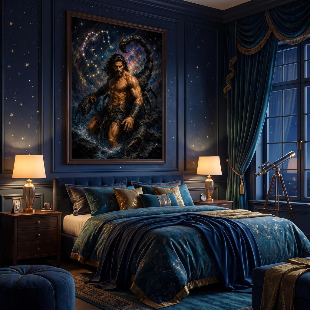 Gallery wrap canvas depth — scorpio zodiac art, ready to hang, no frame needed
