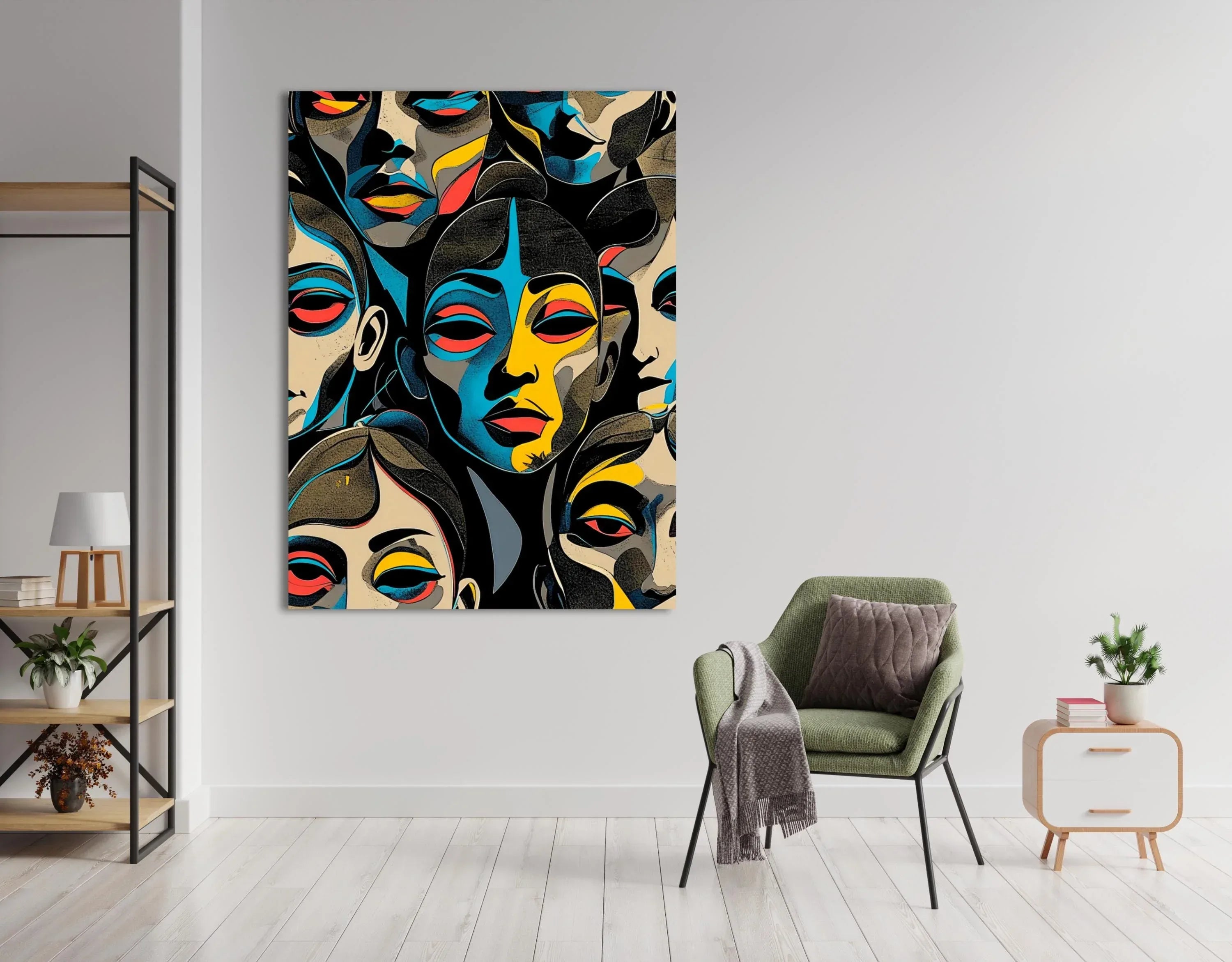 Abstract Colorful Face Art: Modern Pop Art Canvas Print - AffinityArts 