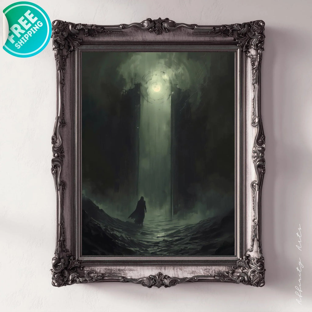 Dark Fantasy Art Print, Gates from Darkness to Light, Satin Paper - AffinityArts 