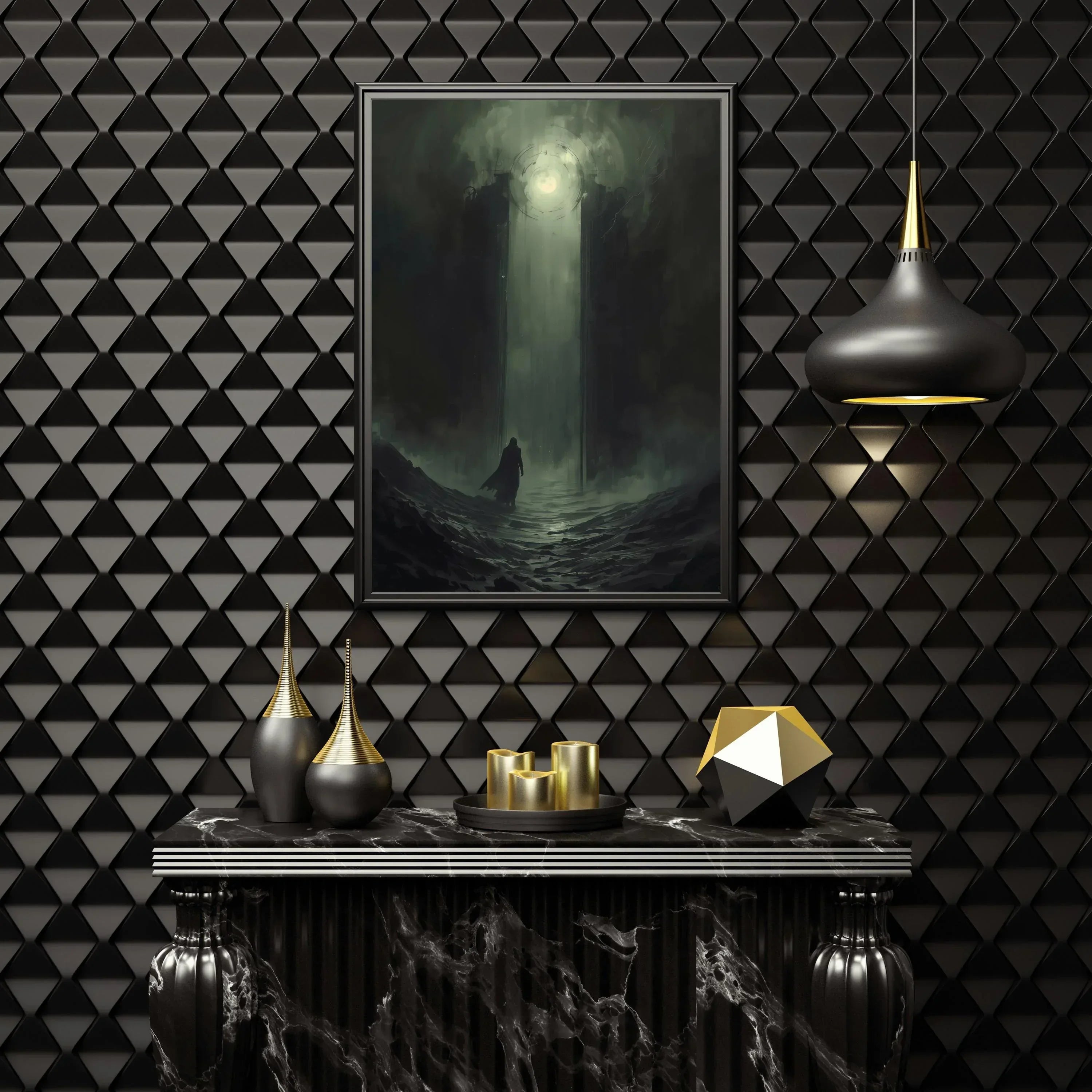 Dark Fantasy Art Print, Gates from Darkness to Light, Satin Paper - AffinityArts 