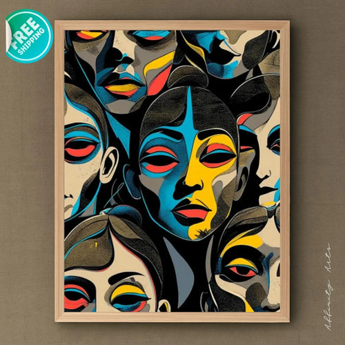 Abstract Colorful Face Art: Modern Pop Art Canvas Print - AffinityArts 