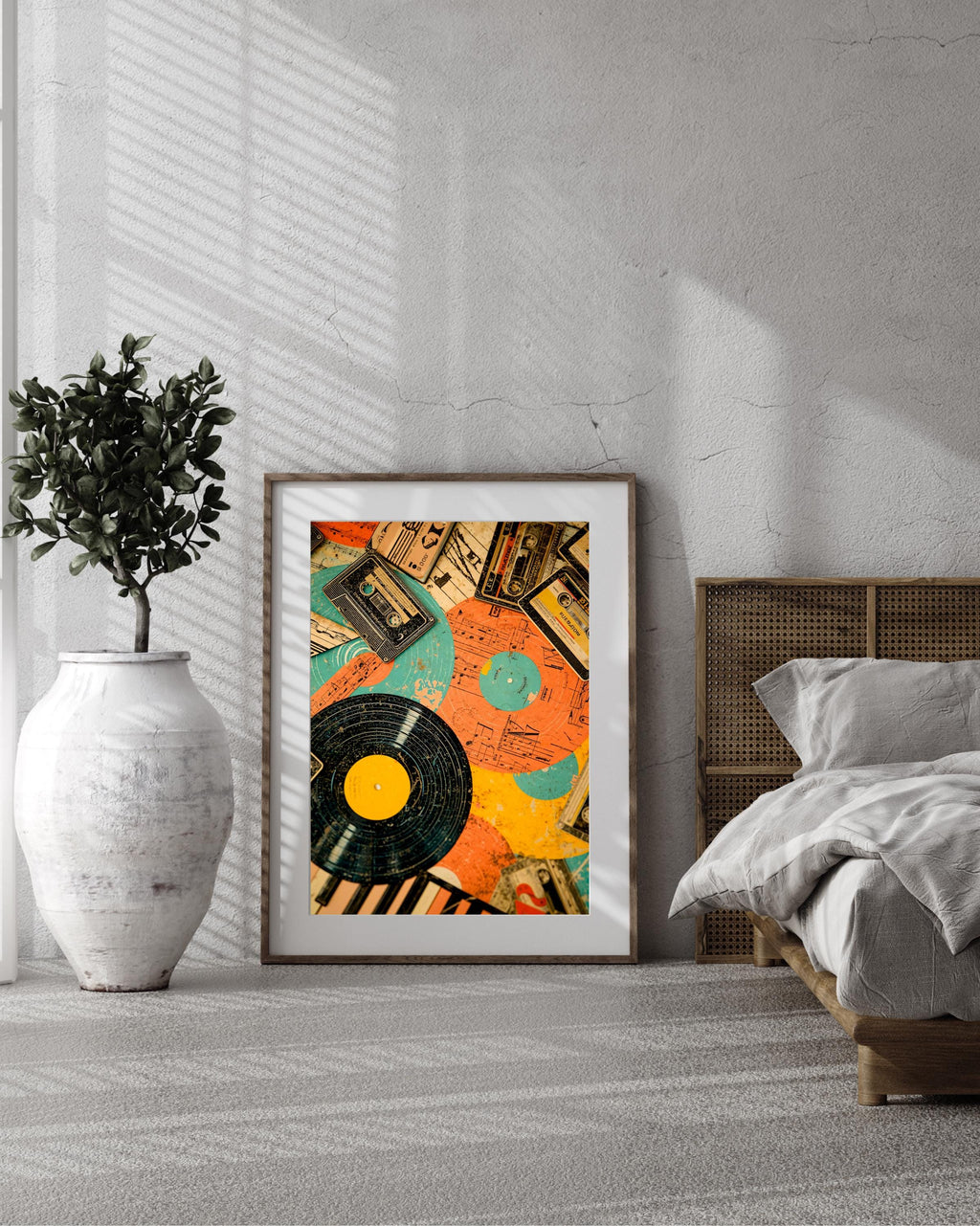 Retro Vinyl & Cassette Music Poster – Satin Finish Art Print AffinityArts