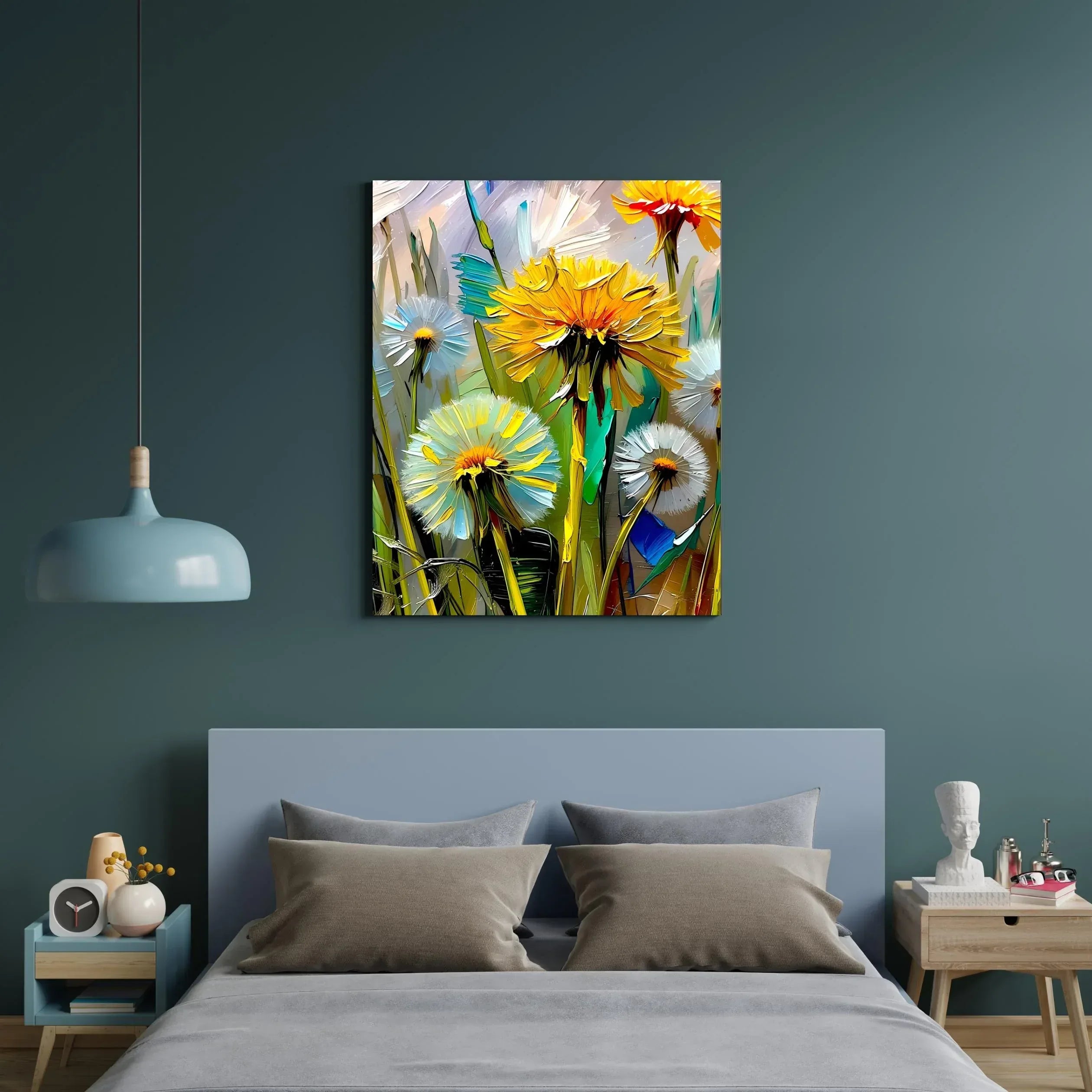 Dandelion Canvas Wall Art – Colorful Wildflower Painting, Abstract Nature Decor, Bright Floral Print - AffinityArts 