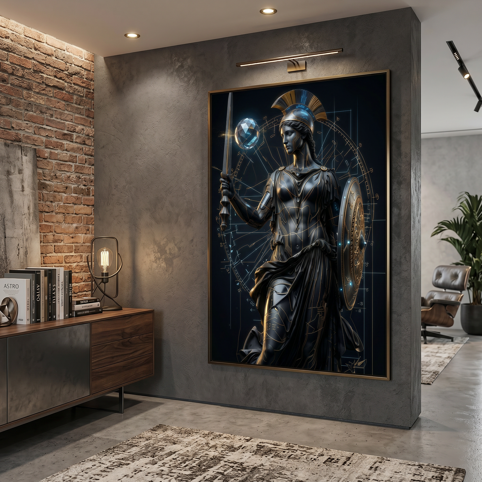 cyberpunk athena poster modern mythology wall decor for office interior