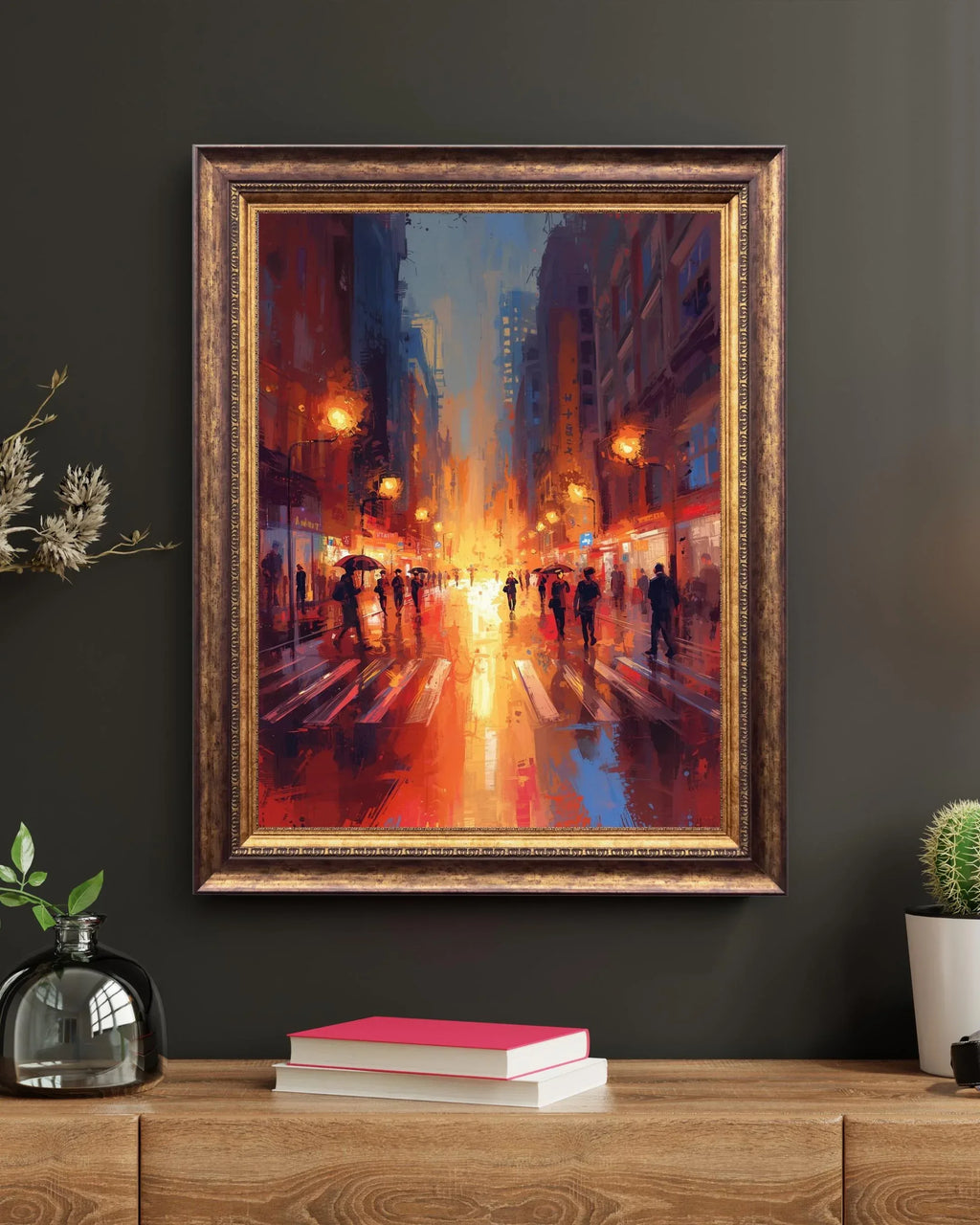 Rainy City Poster – Abstract Urban Wall Art Print, Modern Cityscape Decor - AffinityArts 